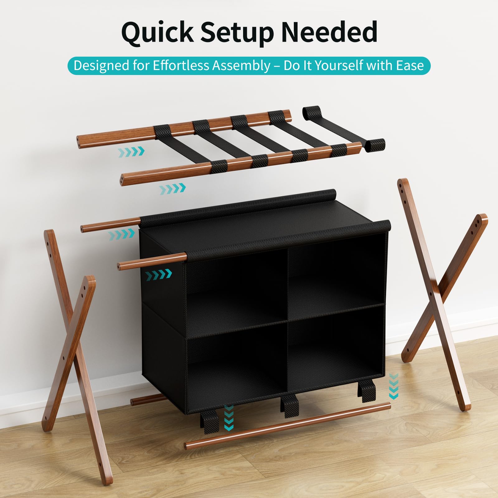 Amazon.com: MHACVVO Bamboo Luggage Rack 2 Pack with 4 Storage
